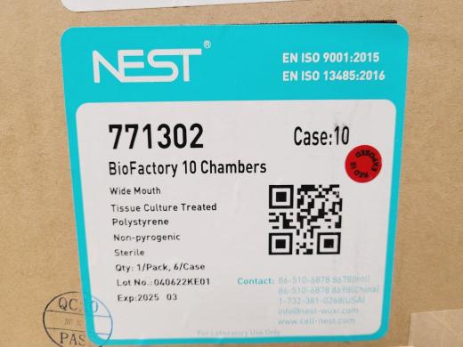 6 x Nest BioFactory 10 Chambers Wide Mouth 771302 Lab-cover