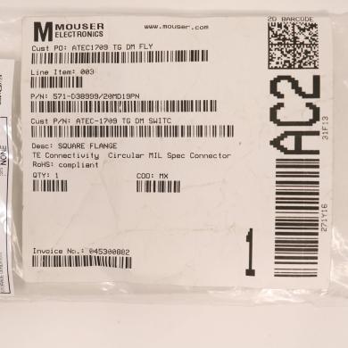TE Connectivity D38999/20MD19PN Circular MIL-Spec 19-Pin Rack and Panel Connector-cover
