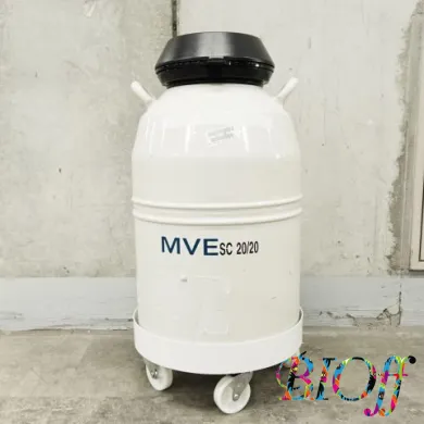 MVE SC20/20 Liquid Nitrogen Storage Dewar with Five Canisters and Casters
