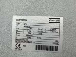 Atlas Copco ZT22 Oil-Free Rotary Screw Industrial Air Compressor, 3 of 3
