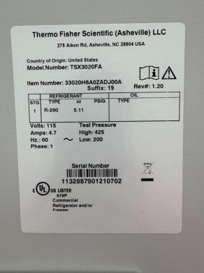 Thermo Fisher Scientific TSX3020FA -20°C Upright Laboratory Freezer-cover