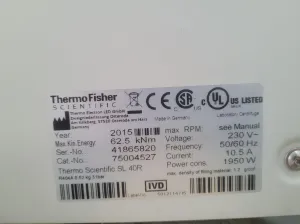 Refrigerated Centrifuge SL 40R 75004527 THERMO FISHER SCIENTIFIC With TX-400 Rotor, 10 of 10