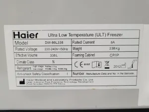 Haier DW-86L338 Ultra-Low Temperature Freezer for Biomedical and Molecular Sample Storage, 3 of 24