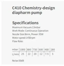 SCILOGEX 410 PTFE Chemical Diaphragm Resistant Vacuum Pump for Laboratory Use, 2 of 2