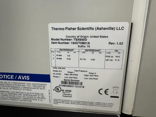Thermo Fisher Scientific TSX600D Ultra Low Temperature -80°C Laboratory Freezer with V-Drive System