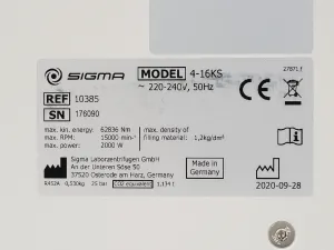 Sigma 4-16KS Benchtop Refrigerated Laboratory Centrifuge, 2 of 11