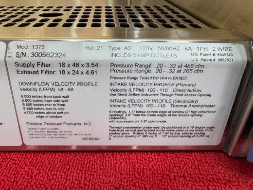 Thermo Fisher Scientific 1300 Series A2 4Foot Biosafety Cabinet Model 1375-cover