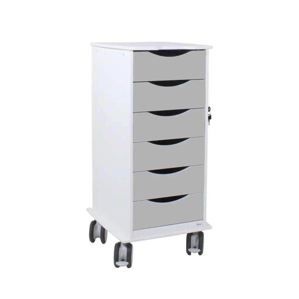 TrippNT Core SP Mobile Lab Cart with 6 Lockable Almond Beige Drawers