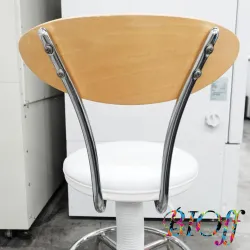 9248 White Round Laboratory Stool with Backrest and Casters, 6 of 7