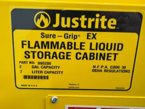 Justrite Sure-Grip EX 2 Gallon Flammable Liquid Storage Cabinet, 4 of 4