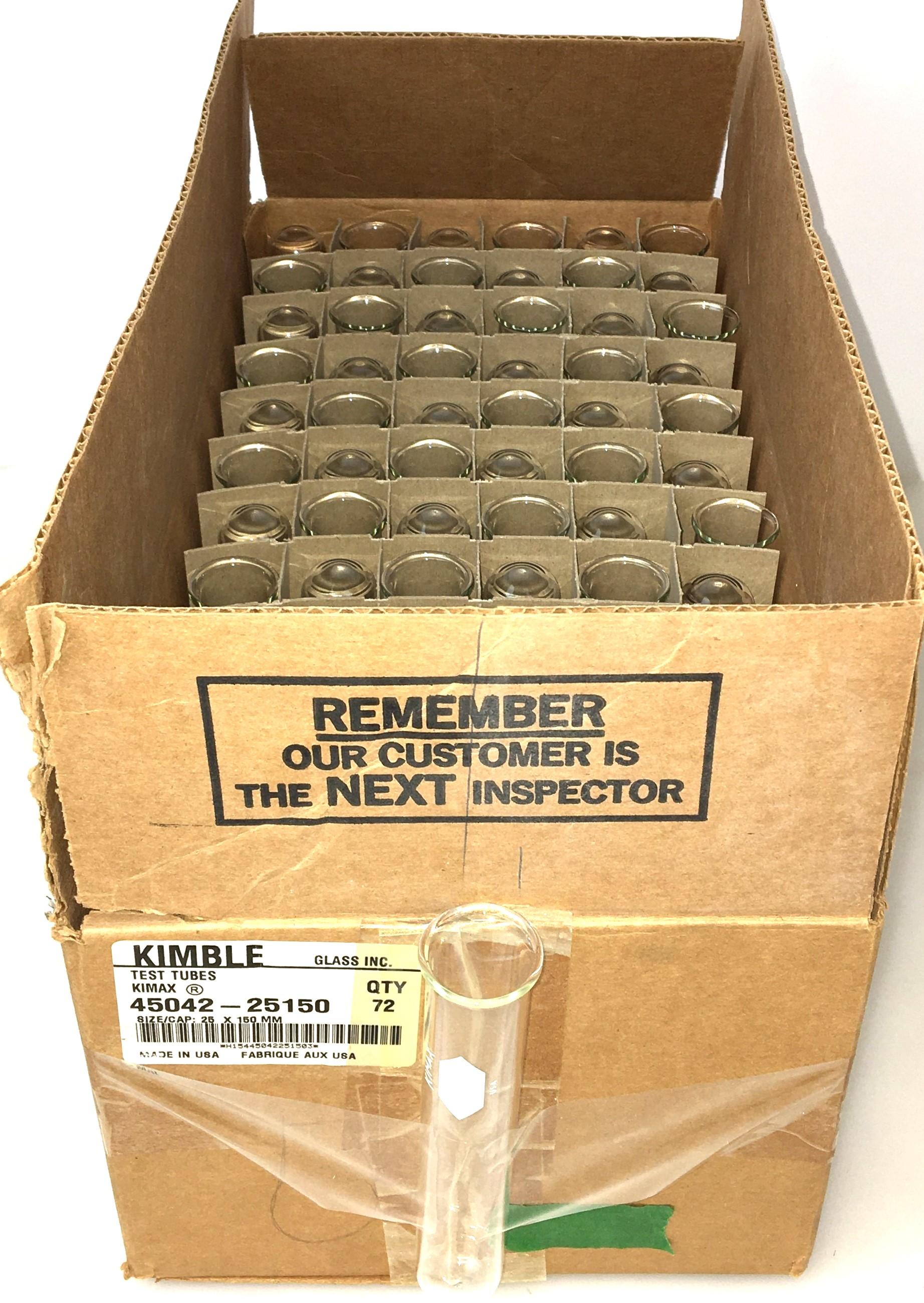 Kimble 45042-25150 KIMAX Culture Tubes - 25 x 150mm, 55mL, Box of 72
