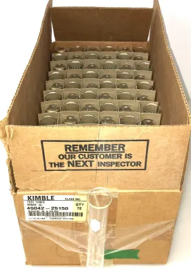 Kimble 45042-25150 KIMAX Culture Tubes - 25 x 150mm, 55mL, Box of 72