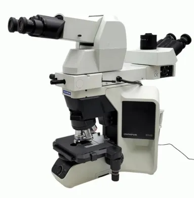 Olympus BX46 Compound Upright Microscope with Tilting Telescoping Trinocular Head and 100x Oil Objective