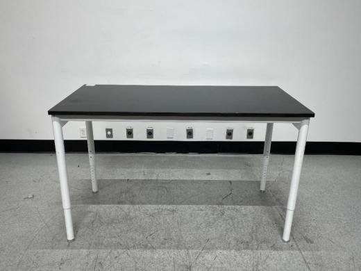 Standard Laboratory Table with Black Laminated Work Surface and White Metal Legs-cover