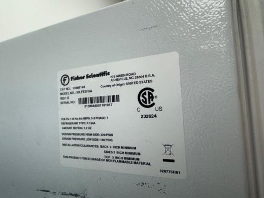 Fisher Scientific Model 20LFEEFSAS -20°C Ultra-Low Temperature Laboratory Freezer-cover