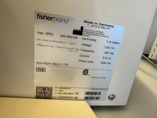 Fisherbrand accuSpin 17R Refrigerated Centrifuge-cover