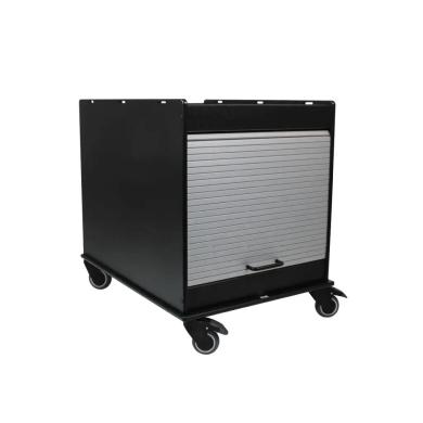 TrippNT Black Equipment Cart 18x24 Tray with Adjustable Shelf and Tambour Door-cover