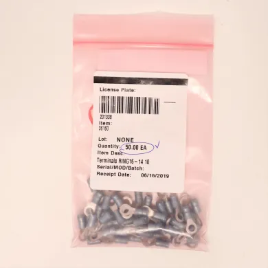 TE Connectivity 36160 PIDG Ring Tongue Terminal, 16-14 AWG, #10, 50-Pack