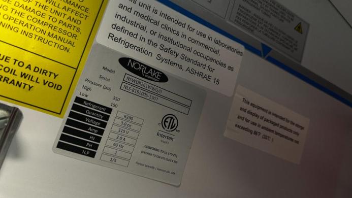 Norlake NSWDR261WWG/OS Upright Glass Laboratory Refrigerator with Biohazard Storage-cover