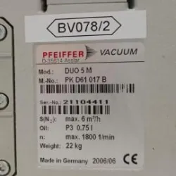 Pfeiffer Vacuum DUO 5 M Two-Stage Rotary Vane Vacuum Pump, 9 of 9