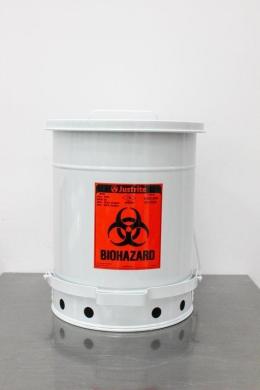 Justrite Model 05910 6 Gallon Steel Biohazard Waste Can with Foot-Operated Self-Closing Lid-cover