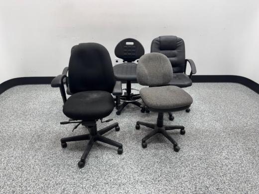 Rolling Laboratory Office Chairs Set of 5 with Varied Upholstery and Five-Star Base-cover