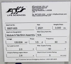 ATS Custom Module Shim 8-Tab Automated Assembly PLC Testing 120V/220V, 11 of 12
