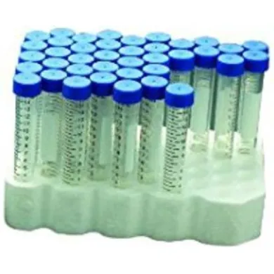 Scilogex 15mL Polypropylene Sterile Conical Centrifuge Tubes with Foam Rack, 50/Rack