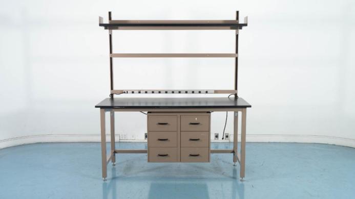 New England Lab 6' Stationary Laboratory Workbench with Upper Mounted Shelving-cover