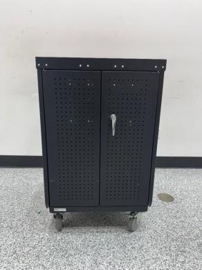 Heavy-Duty Metal Storage Cart with Lockable Double Doors and Ventilated Panels-cover