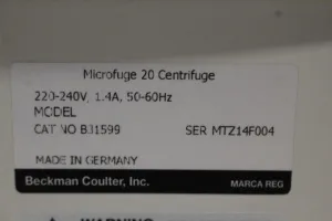 Beckman Coulter Microfuge 20 High-Speed Benchtop Microcentrifuge, 5 of 5
