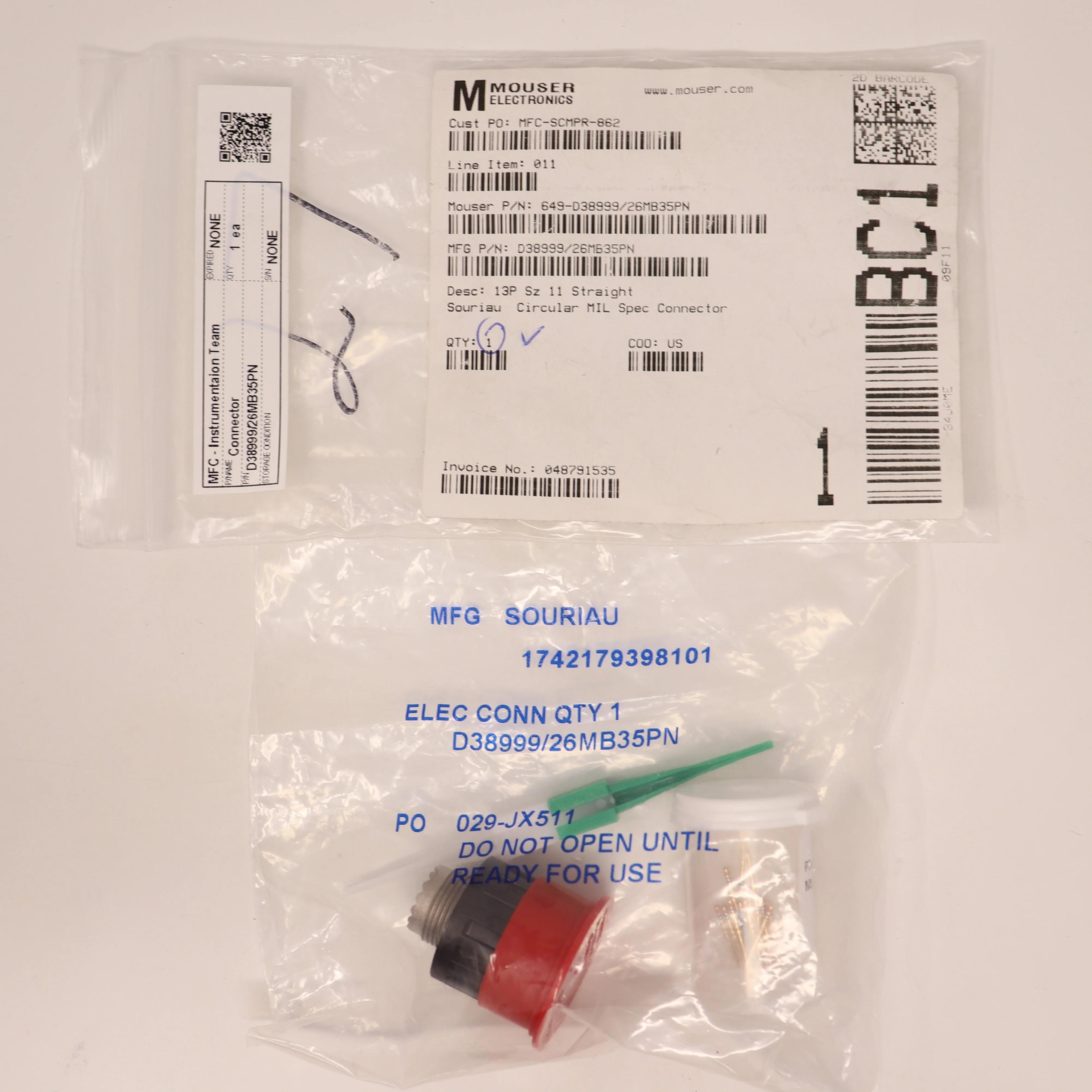 Souriau D38999/26MB35PN Circular MIL-Spec 13-Pin Size 11 Straight Plug Connector