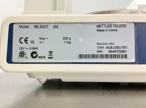 Mettler Toledo ML203T/00 Touch Screen Analytical Precision Balance with 220g Capacity, 12 of 12