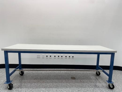 Global Industrial 8-Foot Rolling Laboratory Workbench with Lockable Casters and Power Outlets-cover