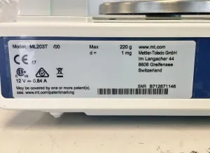 Mettler Toledo ML203T/00 Touch Screen Analytical Precision Balance with 220g Capacity, 11 of 12