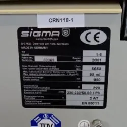 Sigma 1-6 Benchtop Microprocessor-Controlled Centrifuge with 91/01 Angled Rotor, 7 of 7
