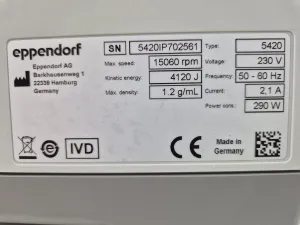 Eppendorf 5420 Non-Refrigerated Microcentrifuge for Molecular Biology, 9 of 9