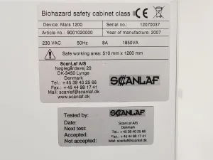 Scanlaf Mars 1200 Class II Biological Safety Cabinet with Stand, 16 of 19