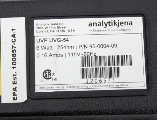 Analytik Jena UVG-54 Portable Ultraviolet Lamp with Power Cord 120V 60Hz-cover