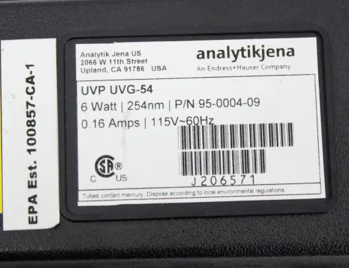 Analytik Jena UVG-54 Portable Ultraviolet Lamp with Power Cord 120V 60Hz