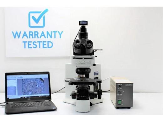 Olympus BX51 Upright Mechanical Z-Axis Fluorescence Microscope with Trinocular Head and Filter Cube Turret-cover