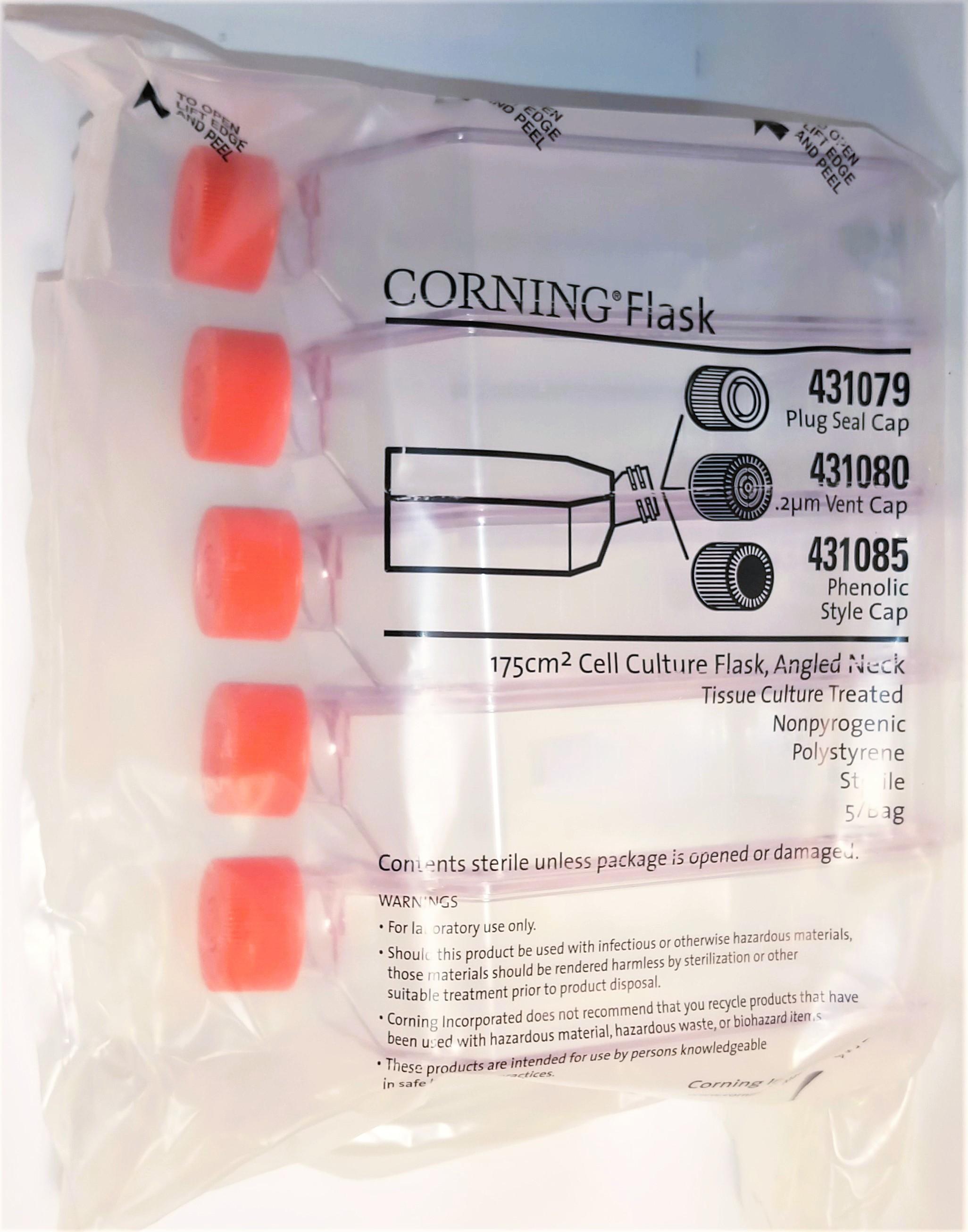 Corning 431080 T-175 Cell Culture Flask with Canted Neck & Vented Cap