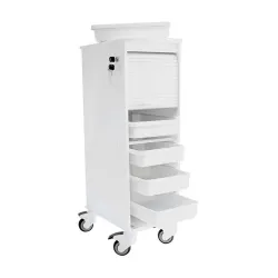 TrippNT 6 Shelf Narrow Locking Cart with Locking Roll-Top Door and HDPE Construction, 6 of 11