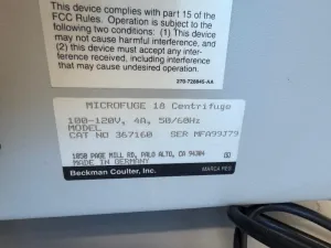 Beckman Coulter Microfuge 18 Centrifuge, 3 of 3