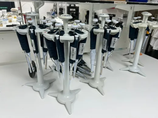 Gilson Single-Channel Adjustable Micropipettes P2–P5000 with Stands, Set of 42