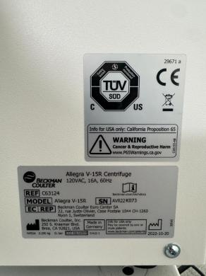 Beckman Coulter Allegra V-15R Refrigerated Benchtop Centrifuge-cover