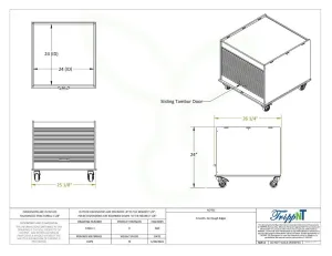 TrippNT Black Laboratory Equipment Cart 24" x 24" Tray with Adjustable Shelf and Tambour Door, 2 of 2
