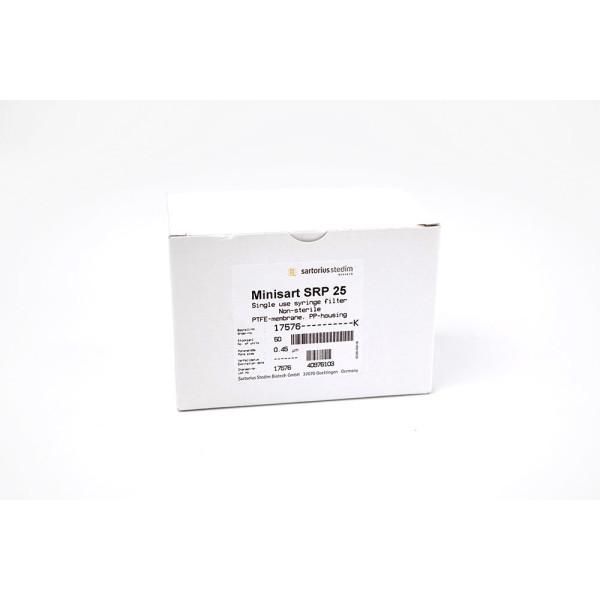 Sartorius Minisart SRP25 PTFE 25 mm Syringe Filter 0.45 µm Unsterile, Pack of 50