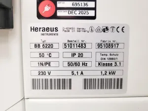 Heraeus BB 6220 CUO2 CO2 Incubator for Cell and Tissue Culture, 2 of 20