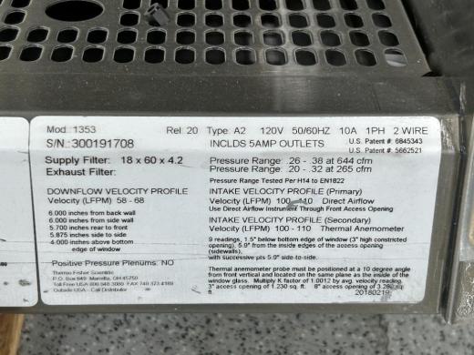 Thermo Scientific 1300 Series A2 Model 1353 6' Class II Biosafety Cabinet-cover